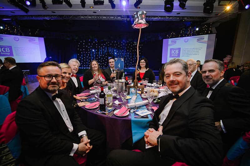 BHTA Awards dinner table Alastair Maxwell, Simon Weston, Sally Edginton