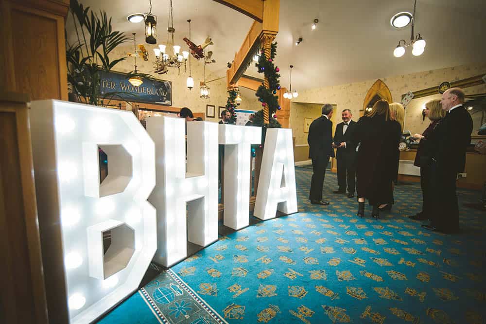 BHTA sign lit up at the BHTA Awards