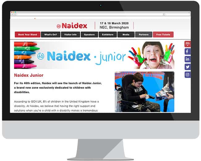 Naidex Junior new web page on Naidex website for 2020