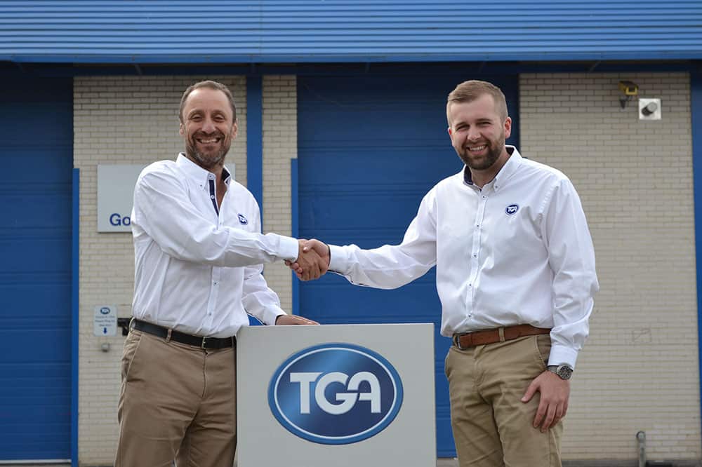 Scott Brooker, TGA Business Development Manager for the North, is welcomed to TGA by Tim Ross, National Sales Manager.