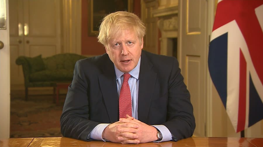 Boris Johnson addressing the nation