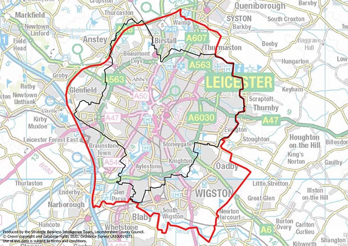 Leicester lockdown map