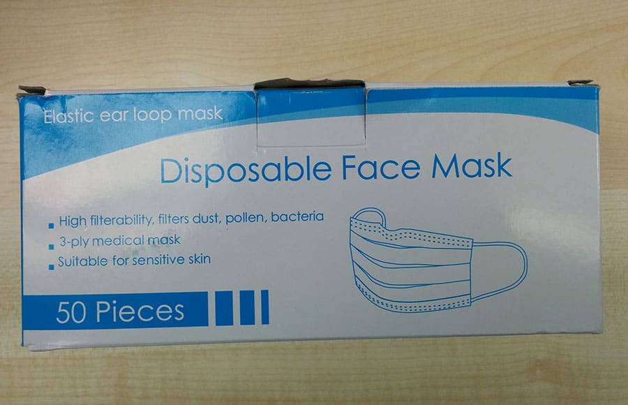 seized face masks box