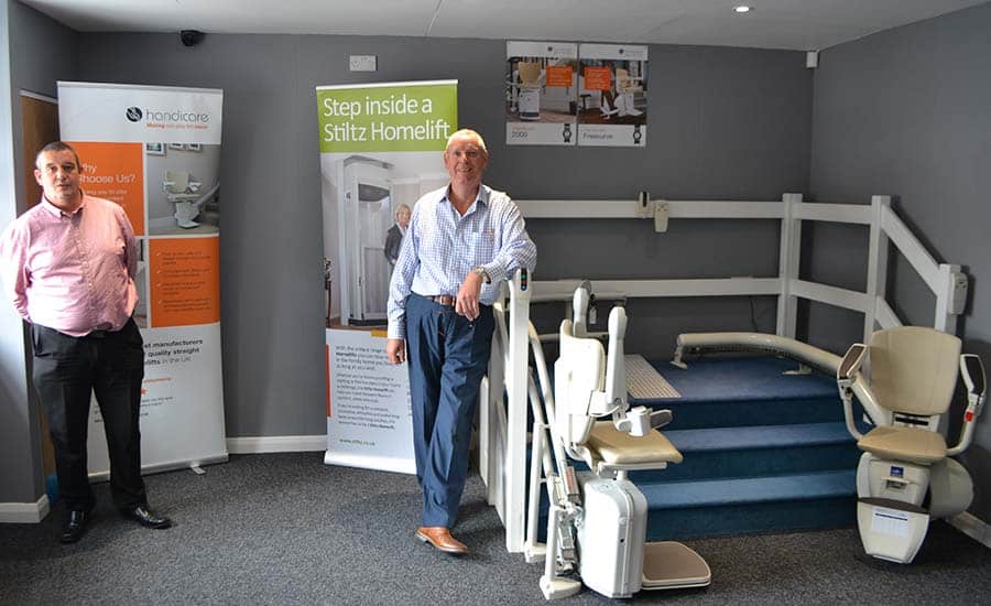 Steve and Nigel at Dolphin Lift Midlands new Stafford showroom and office
