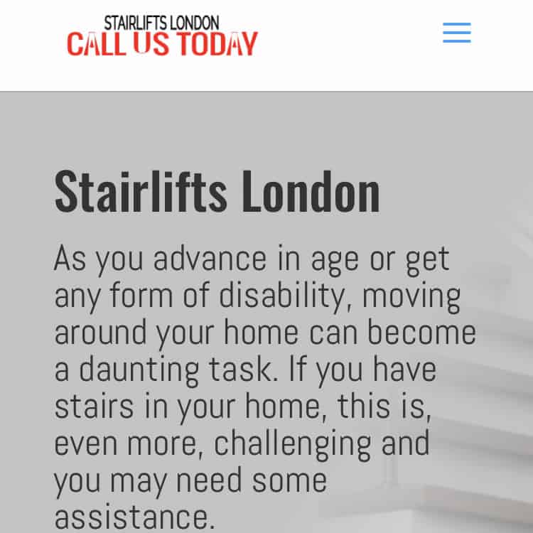 Stairlifts London Company UK mobile-friendly website image