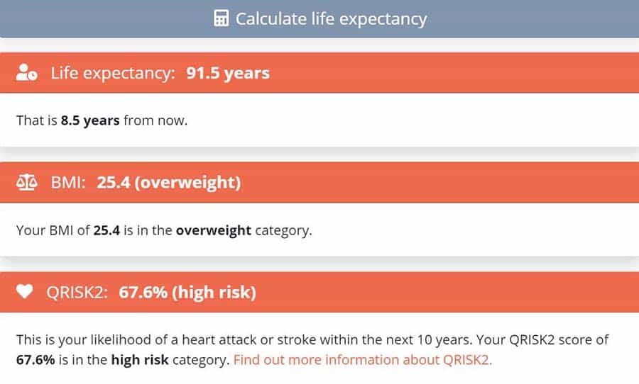 life expectancy calculator UEA