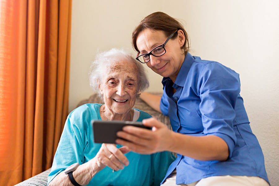 Older woman with care worker image
