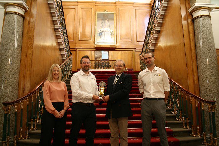 The Jenx team with Nicholas D O Williams TD DL, Master Cutler at Cutler’s Hall in Sheffield City Centre