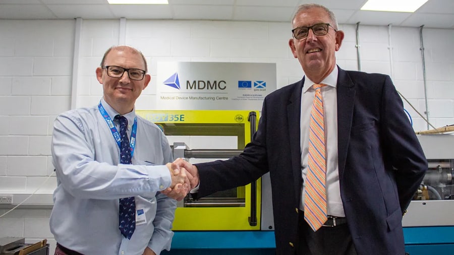Professor Marc Desmulliez, manager of the MDMC and Heriot-Watt University and Graham Watson, Executive Chair of InnoScot Health