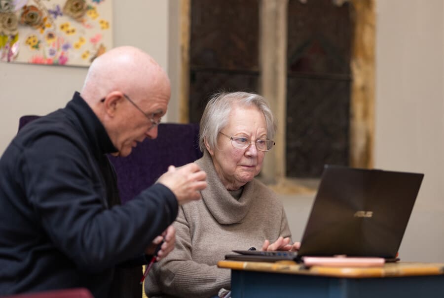 Older couple using computer