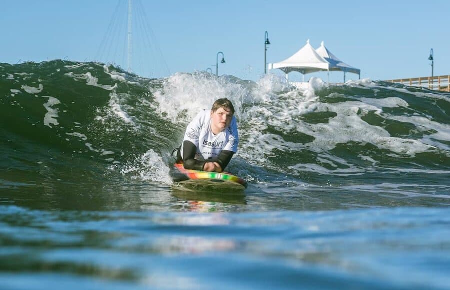 Jade Edward in action. Photo: SurfABLE Scotland