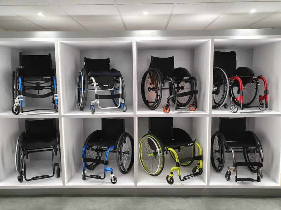 Wheelchairs on display in the assessment centre at Better Mobility